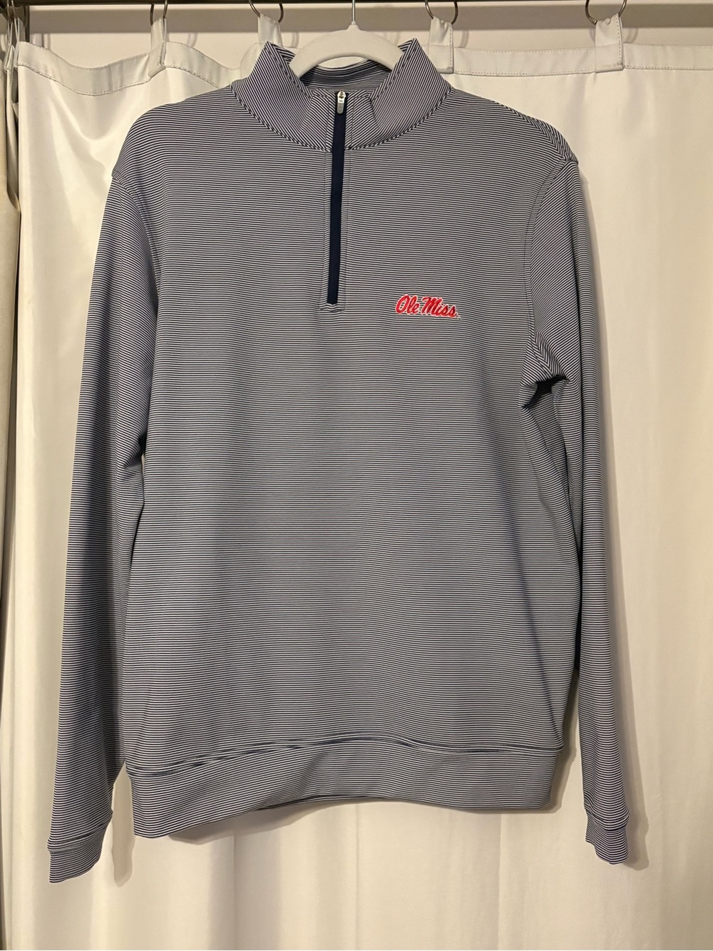 Men’s Peter millar ole miss Perth sugar striped quarter zip